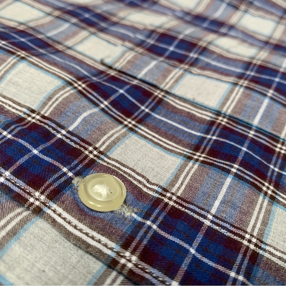 Bonobos Shirt Mens Large Blue Maroon Long Sleeve Button Down Plaid Slim Fit - Picture 4 of 10